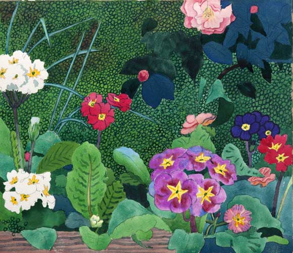 GARDENS - watercolor painting by the Venice painter, Curtis Hoekzema.